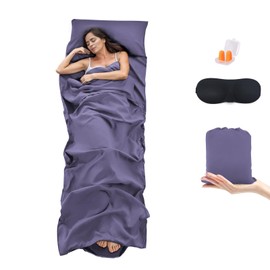 BREENHILL Sleeping Bag Liner, Camping Sheets & Travel Sheet, Hostels & Traveling Adult Sleep Sack for Backpacking, Hotels Lightweight Single & Double Camping Sleeping Bag Liners Purple