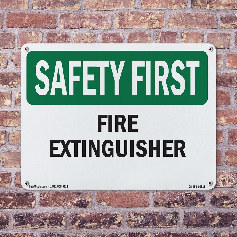 Fire Extinguisher OSHA SAFETY FIRST Rigid Plastic Sign 24 Inch