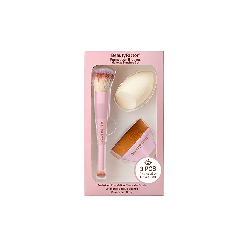 Set de Brochas de Maquillaje - 3 Piezas Kabuki, Rubor,