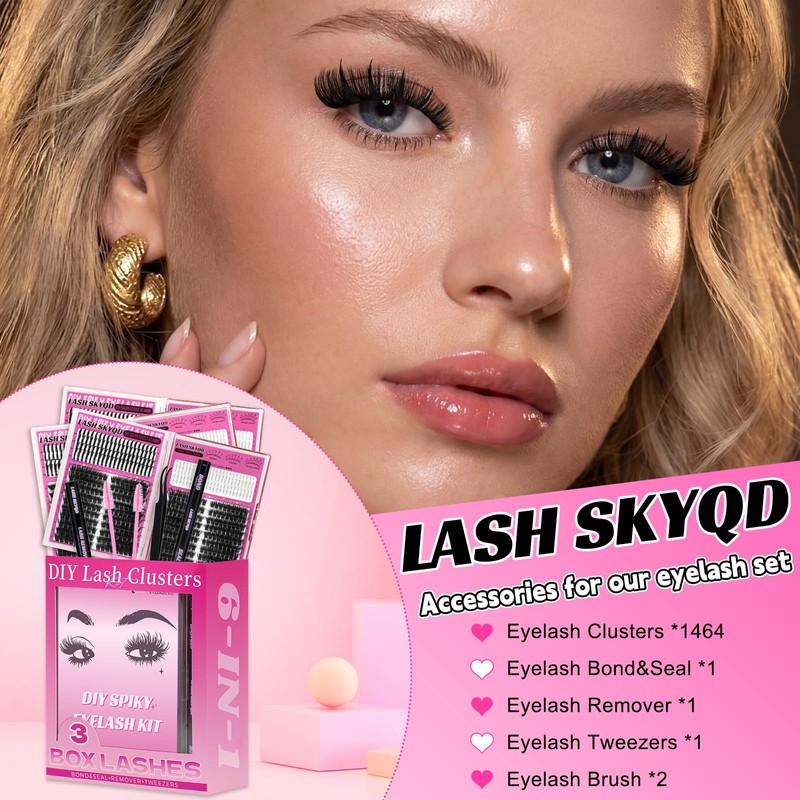 Lash Clusters Kit 8 Styles 1464Pcs Wispy Eyelash Clusters Kit