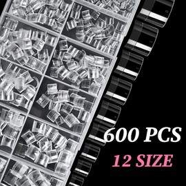 Lifextol 600PCS Short Gel Nail Tips Square Press on Nails Clear Acrylic Nail Tips Square Fake Nails, 12 Sizes Half Cover Soft Gel Nails Tips Kit for False Nails Extension Artificial Fingernails -G