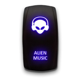 ALIEN MUSIC - Blue - STARK 5-PIN Laser Etched LED Rocker Switch Dual Light - 20A 12V ON/OFF
