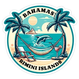 Bimini Islands Bahamas Sticker Travel Outdoors Decal Vinyl Small Waterproof for Water Bottle Mug Passport Scrapbook Notebook Laptop Tumbler Skateboard Computer Phone 4" ID44990