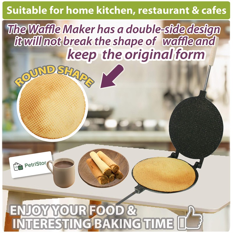 PetriStor Waffle Maker Round Has Nonstick Coating Size 8 in