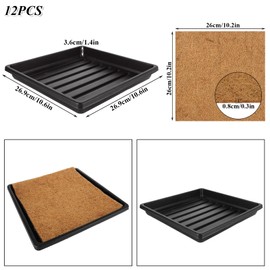 12 Pack Microgreens Growing Trays, Growing Mat with Tray, Garden Plant Growing Trays, Hydroponic Trays, No Drain Holes Microgreens Growing Trays for Wheatgrass Sprouts, Seedlings