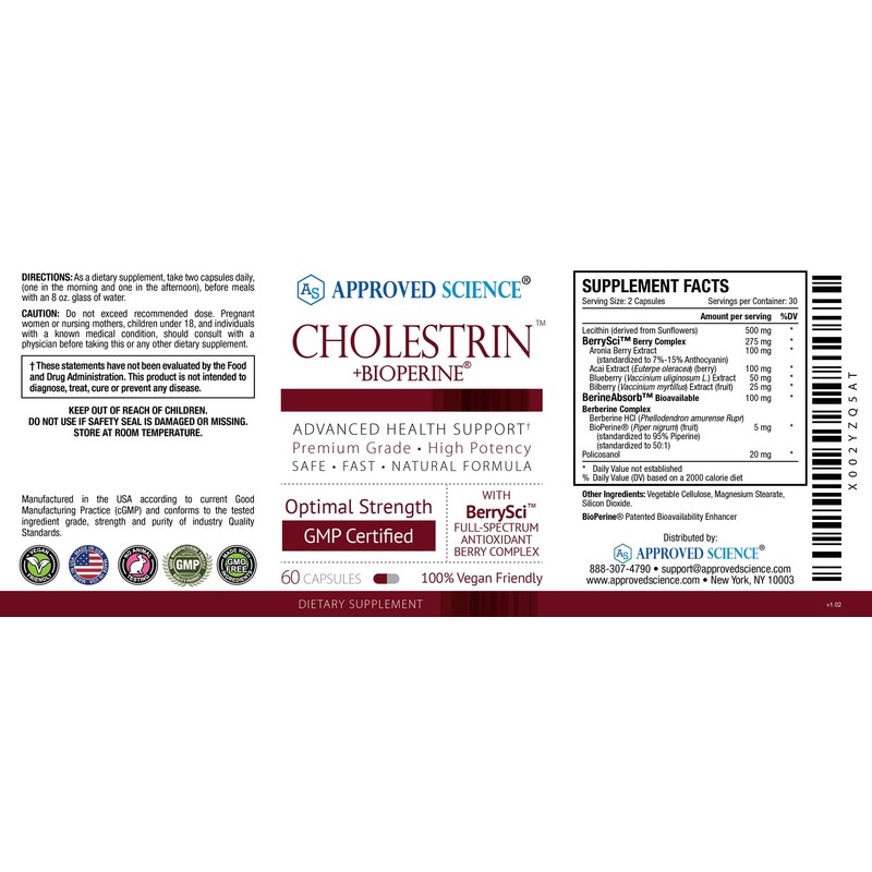 Approved Science Cholestrin - Lipid Level Support - Antioxidants, Lecithin,
