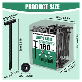 160 PCS Nylon Universal Cable Tie Buckle, Heavy-Duty Nylon Self-Locking with Double-Sided Teeth, High Tensile Strength & UV-Resistant Design for Indoor/Outdoor use(black)