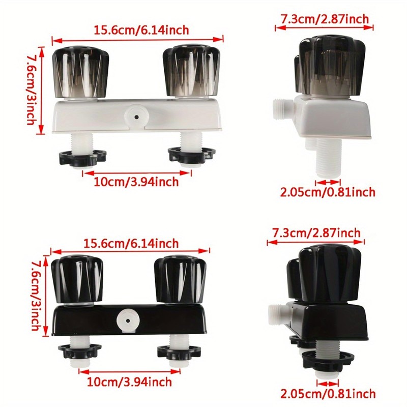 Autokemat 4" RV Shower Valve Diverter Faucet Black