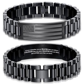 Always Remember Bracelets for Men American Flag Cross Inspirational Motivational Bracelet Engarved Bible Verse Valentines Christmas Birthday Easter Jewelry Gifts for Son Grandson Boyfriend Husband