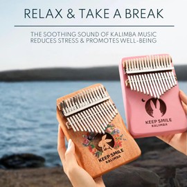 Kalimba Thumb Piano, 21 Keys/17 Keys Finger Piano, Portable Musical Instrument for Beginners, Music Gifts for Music Lovers (Habbit, Large)