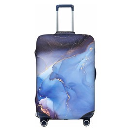 FINOWIN Travel Luggage Cover Suitcase Protector, Colorful Rainbow Paint Splatter Washable Elastic Suitcase Cover for Wheeled Suitcase, Blue Purple Marble, L (for 25-28 Inch Luggage)