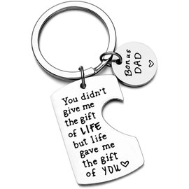 Miss Pink Bonus Dad Gifts Stepdad Gifts from Daughter Son Step Dad Fathers Day Christmas Gifts for Stepdad Best Bonus Dad Keychain Gift Adoptive Father Jewelry