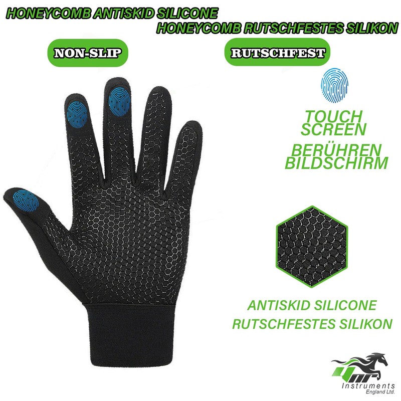 YNR Equestrian Winter Thermal Horse Riding Gloves Synthetic Leather Black