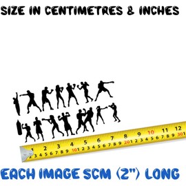 Pack of 14 Boxing Stickers - Waterproof Decals - Peel and Stick - Fun Gifts - Use on Laptops, Scrapbook, Car Bumpers, Water Bottle, Party Bag Filler (Extra-Small Pack, Black)