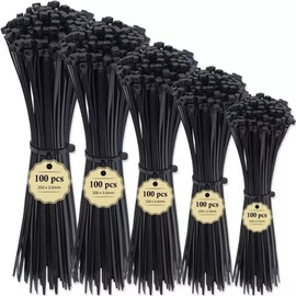 Yunzhou1230 Zip Ties Assorted Sizes - Plastic Wire Ties with 4 Sizes (100/150/200/250mm) x3.6mm Self-Locking Nylon Tie Straps for Home, Office, Garden, Workshop - Small Zip Ties (10+8+6+4 Inch,500)