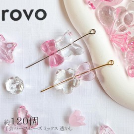 Harovo Mix Beads 120 Pcs Deco Beads Parts Hollow Beads Accessories Craft Strap Parts Handmade Materials for Beginners with Craft String (Pink)