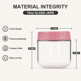 Overnight Oats Containers with Lids, 10oz Glass Jars with Lids 8 pcs, Wide Mouth Mason jars for Salad, Yogurt, Snacks, Meal Prep