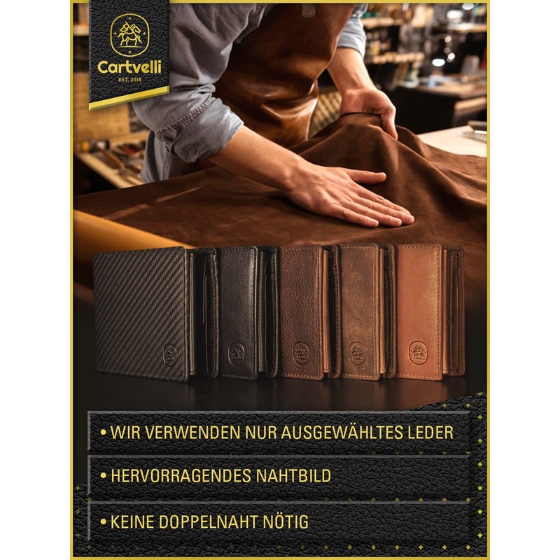 Cartvelli Men's Leather Wallet, dark brown, Stylish