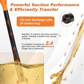 Fuel Transfer Pump Battery Operated Electric Siphon Pump for Gas, Fuel, Diesel, Water Transfer 2.4 GPM