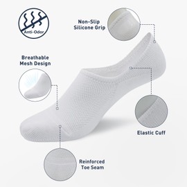 SIXDAYSOX Mens No Show Socks 8 Pack Cotton Low Cut Short Casual Socks Men With Non-Slip Grips Size 5-11