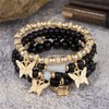 Fuqimanman2020 Boho 4pcs Butterfly Charm Gold Beaded Stackable Stretch Bracelet