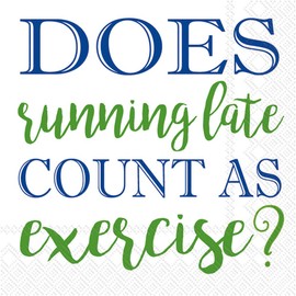 IHR Ideal Home Range Cocktail Napkins Rosanne Beck Disposable 3-Ply Paper Party Napkin Pack, 5" x 5", Running Late, 20-Count