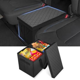 Autorder Car Seat Organizer for 2017-2025 2026 Chrysler Pacifica Accessories Portable Backseat Organizer with Lid Handles Multipurpose Car Floor Storage for Kids Toys Baby Products Daily Necessities