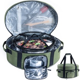 Insulated Slow Cooker Carrying Bag for 6-8 Quart CrockPot and Hamlton Beach Slow Cooker Totes with See-thought Window, Portable Carrier Case Slow Cooker Case with Adjustable Band and Accessory Pocket