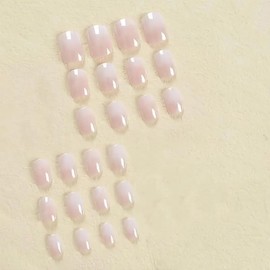 Square Press on Nails Short Fake Nails White Ombre French Acrylic Nails Press ons Full Cover False Nails Short Square Stick on Nails for Women and Girls 24PCS