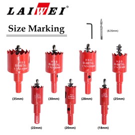 Bimetal Hole Saw Set, LAIWEI Electric Drill Tool, Hole Saw, Drill Tool for Thin Metal, Wood, PVC (18.20.22.25.28.30.35)