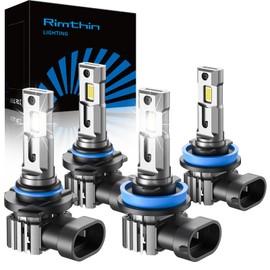 rimthin 9005/HB3 H11/H8/H9/H16 LED Bulbs Combo, 120W 32000 LM Super Bright 6000K Cool White Led Fog Lights, IP67 Waterproof, Pack of 4, 9005+H11