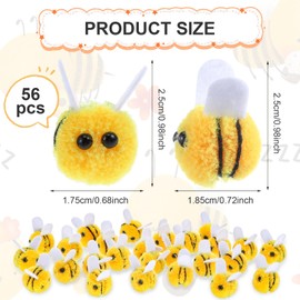 LLOUSSAK Felt Bees, Pack of 28 Felt Craft Bee Small Bee Felt Decorations Handmade Bee Made of Felt for Baby Christening Clothing DIY Crafts Pendant Wall Cap Decorations
