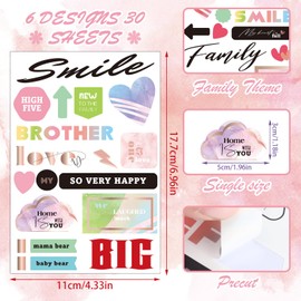 30 Sheet Scrapbooking Sticker Decals 500 Pieces Waterproof Vinyl Happy Travel Family Friend Memories Sticker Decor for Family Album Scrapbooking Embellishment Art Project (Love Theme)