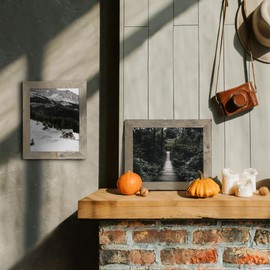 Fun Memories 11x14 Barnwood Picture Frames, Farmhouse Rustic 11 x 14 Frame with Tempered Real Glass, 100% Reclaimed Wood, Country Distressed Wood Frame 11"x14" for Wall