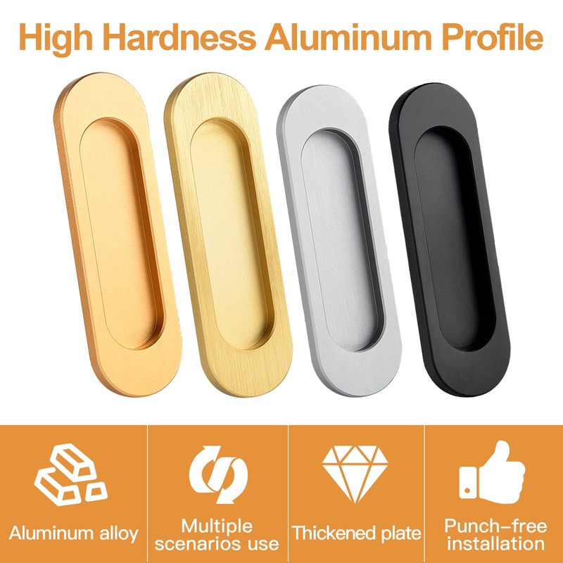 MOROBOR Self-Stick Oval Sliding Door Pulls, 2pcs Aluminum Alloy Flush