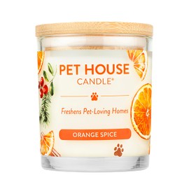 One Fur All Pet House Candle Plant-Based/Soy Candle - Clean Burning Scented Candles, Long Lasting Pet Odor Candle for Home - Orange Spice