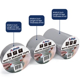 Adhes Butyl Sealing Tape 2 inch x 33feet, Waterproof Rubber Adhesive Repair Tape for Roof, Window, RV, Pipe, Gutter & Leak Fixing – Weatherproof & UV Resistant