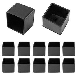bociloy 12Pcs Square Chair Leg Caps, Flexible PVC Chair Leg Tips Cover, 25x25mm/1 x1 Furniture Foot Protectors, Non-Slip Table Chair Leg End Cap, Black