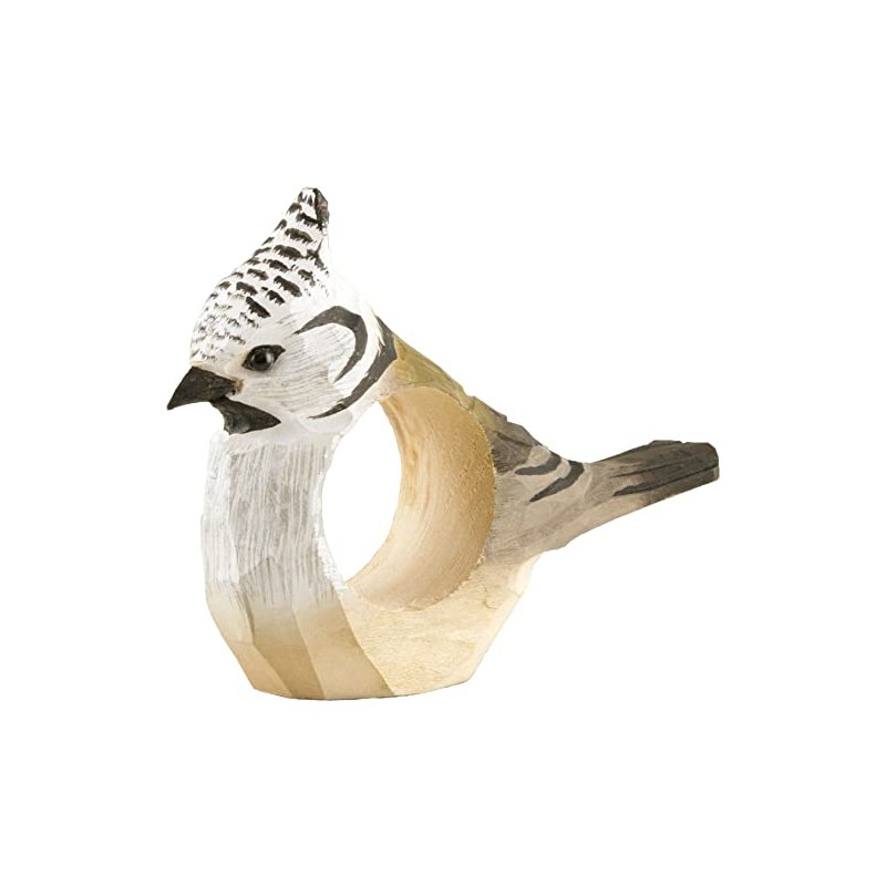 Wildlife Garden WG580 Napkin Ring Crested Tit - Hand Carved