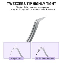 Natuhana High Precision Eyelash Tweezers Stainless Steel Eyelash Tweezers for Classic/Volume/Simple Fan Eyelash Extension, Straight & Curved Tip Ukraine Tweezers for Professionals & Beginners (A-08)