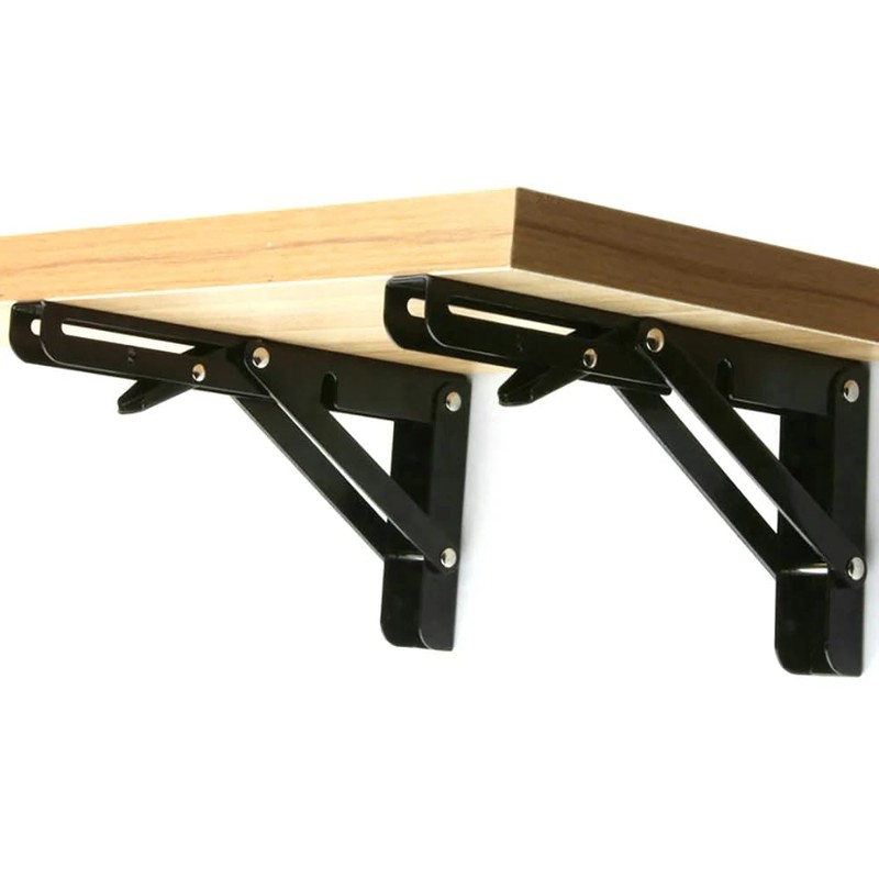 Anhoer Foldable Shelf Brackets Black Heavy Duty 14 Inch Stainless