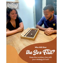 WE Games Wooden Shut The Box - Close The Box Set with 12 Number Tiles & 2 Dice Games - 13.5” Natural Wood Finish