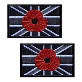 2 PCS British Union Jack Rose Dynasty Tactical Embroidered Patch Emblem Hook and Loop Badge Applique Patches for Armband,Jeans,Bag,Biker,Uniforms,Clothes,Pouch,Vest,Hat,Backpack,Jacket