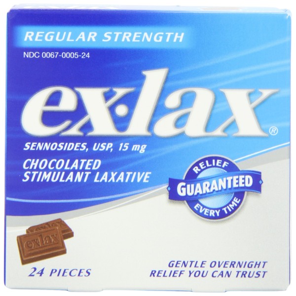 Ex-lax Regular Strength Chocolated Stimulant Laxative Constipation Relief Pills for Occasional Constipation, Chocolate Laxatives - 24 count