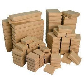 RJ Displays-25 Brown Kraft Jewelry Display Cotton Filled Assorted Sizes. Gift Box Set 5 Each of Size #11, 21, 32, 33, 82 for Ring, Pendants, Necklace, Bracelets, Watch