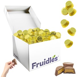 Fruidles Rich Peanut Butter Cups Milk Chocolate, Kosher Certified Dairy, Individually Wrapped Cups (5 Pounds (Bulk), Gold Foil)