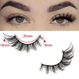FARRED Natural Lashes Wispy False Eyelashes Fake Cat Eye Lashes Pack 10 Pairs Natural Look Lash Strips Fluffy Mink Eyelash Full Strip Lashes (C2 | 8-16MM)