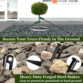 Tree Stakes and Supports, Heavy Duty Tree Stakes Kit Include 3Pcs Tree Straps for Staking, 3Pcs 12" Steel Spikes, and 39Ft Rope, Tree Supports for Young Tree Anti Strong Wind, Bad Weather