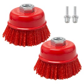 Pilikoll Pack of 2 Diameter 75 mm Cup Brush Wire Brush Angle Grinder Nylon with Internal Thread M14 x 2 Nylon Brush Angle Grinder Brush Nylon Brush Drill for Removing Rusts Metal Polishing Cleaning