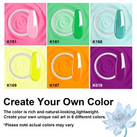 Eodci 12 Pcs Dip Powder Nail Kit Starter, 6 Colors Pink Yellow Green Dipping Powder Kit With Base & Top Coat/Activator/Brush Saver, Nail Art Manicure Salon DIY for Daily at Home Party Gifts for Women